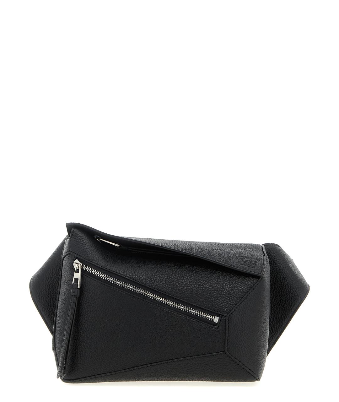 LOEWE Черная кожаная поясная сумка, фото 1