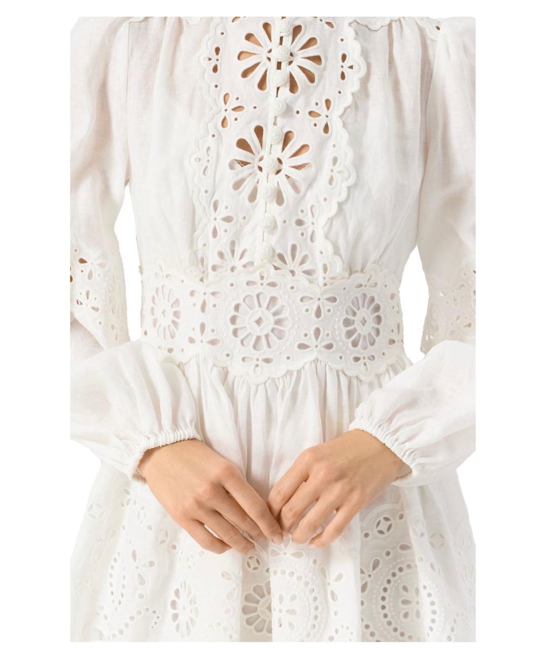 ZIMMERMANN Белое льняное повседневное платье, фото 4