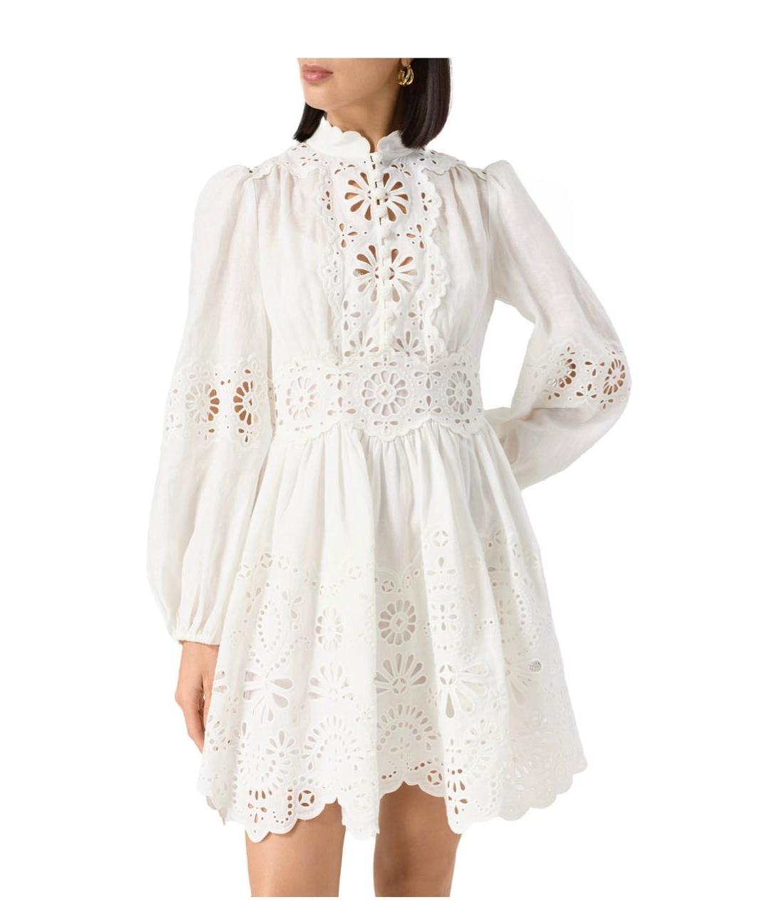 ZIMMERMANN Белое льняное повседневное платье, фото 3