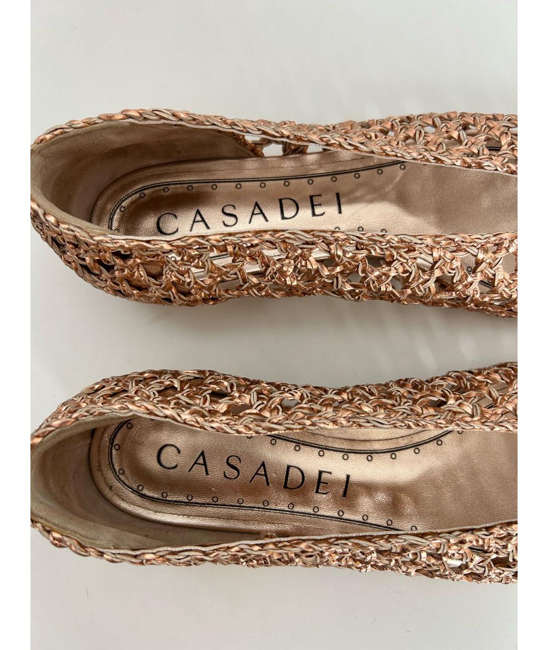 CASADEI Золотые кожаные балетки, фото 5