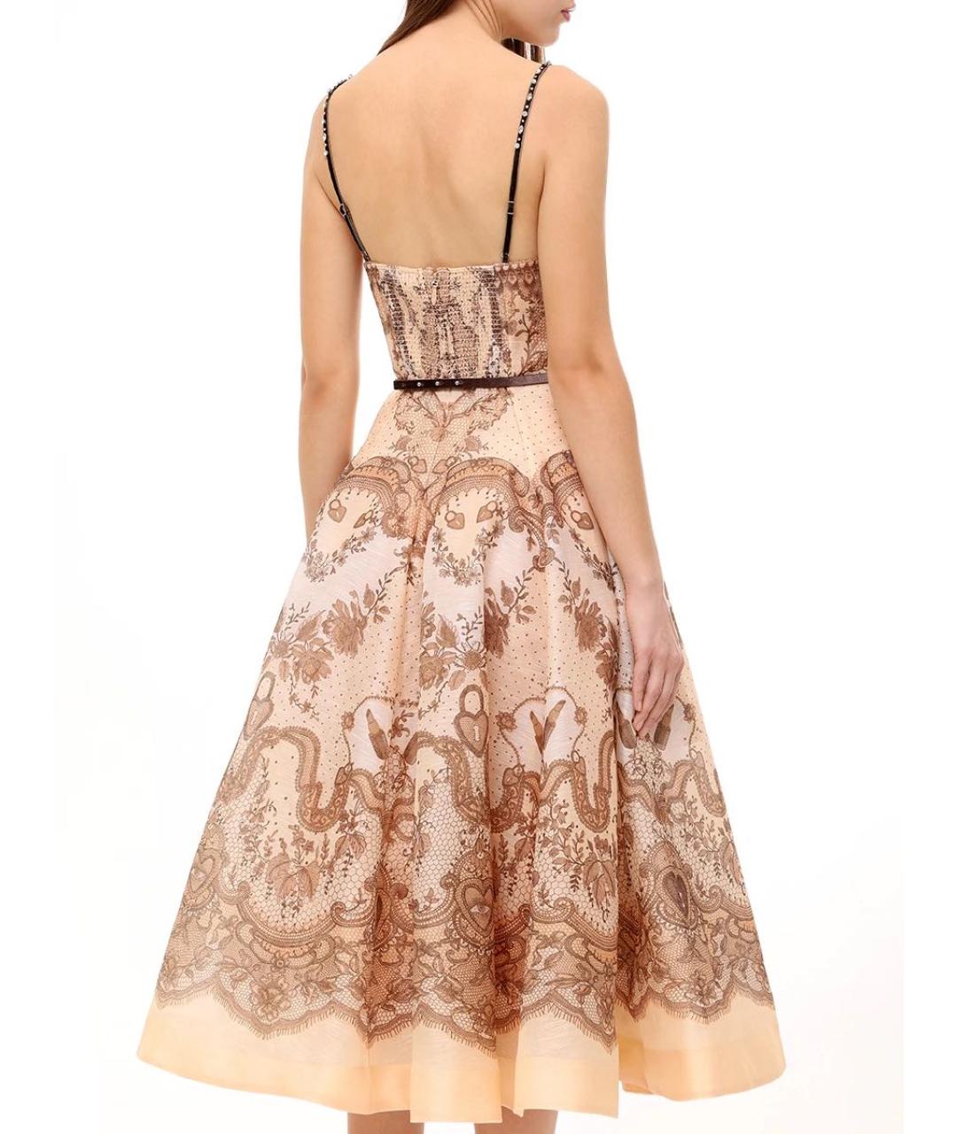 ZIMMERMANN Бежевое льняное коктейльное платье, фото 2