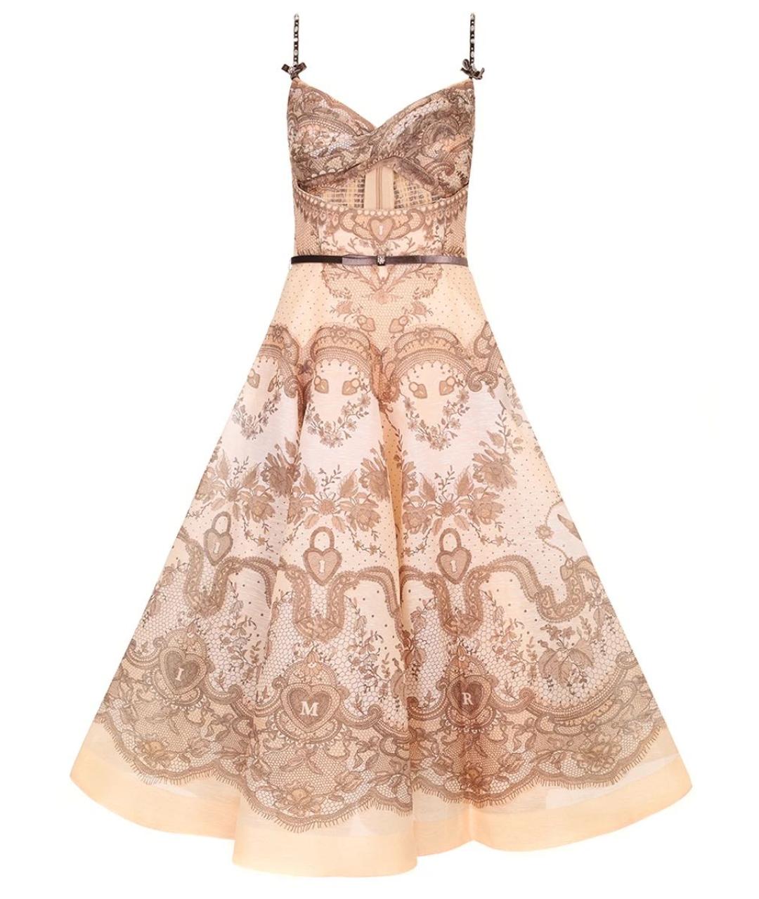 ZIMMERMANN Бежевое льняное коктейльное платье, фото 1