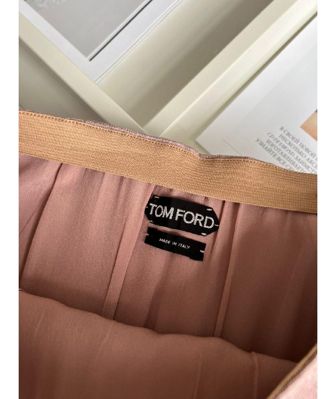 TOM FORD Коралловая шелковая юбка миди, фото 7