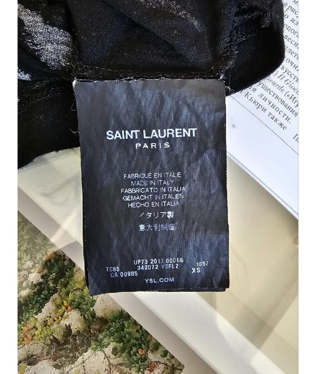SAINT LAURENT Черная хлопковая футболка, фото 7