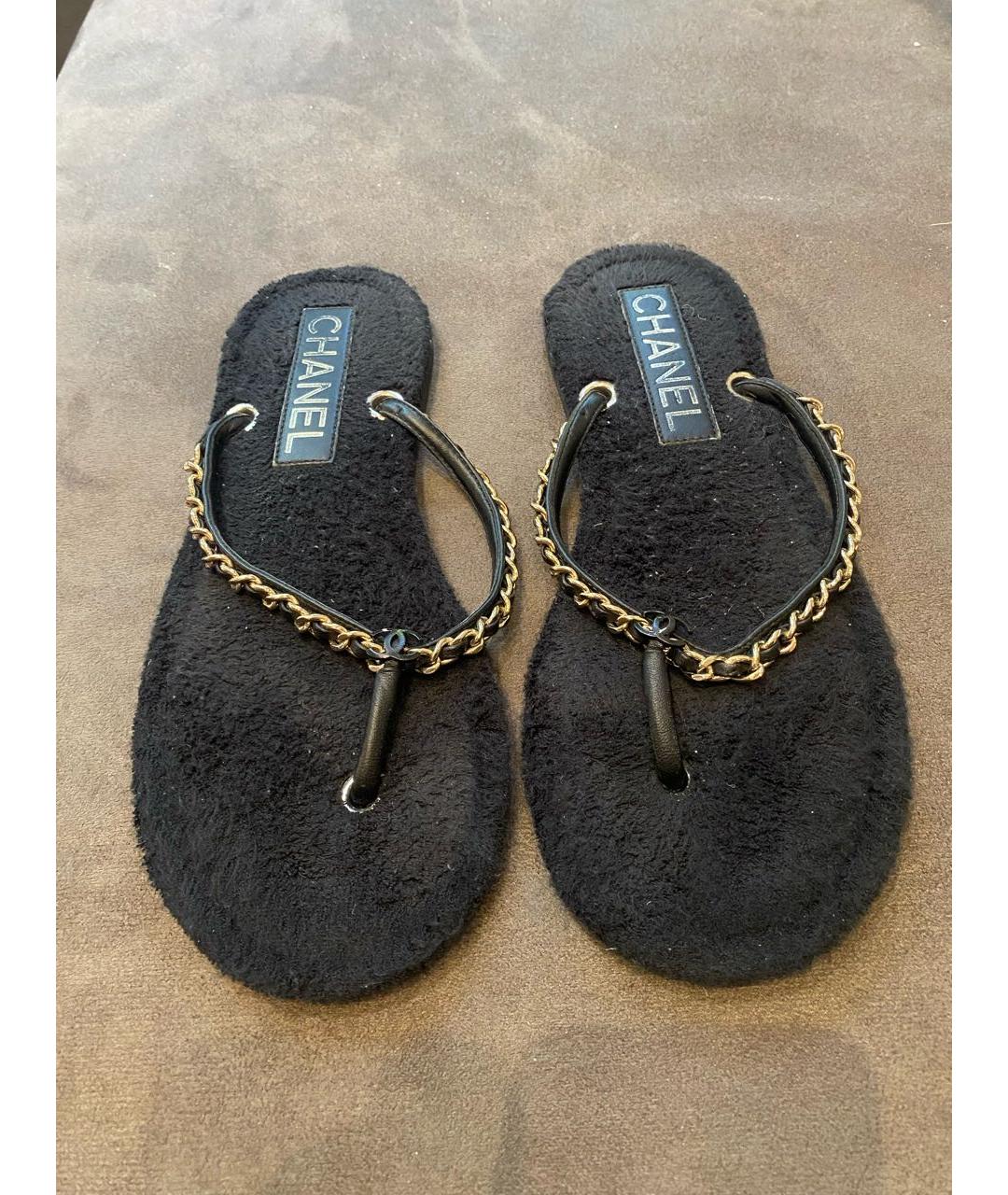 CHANEL Черные шлепанцы, фото 5