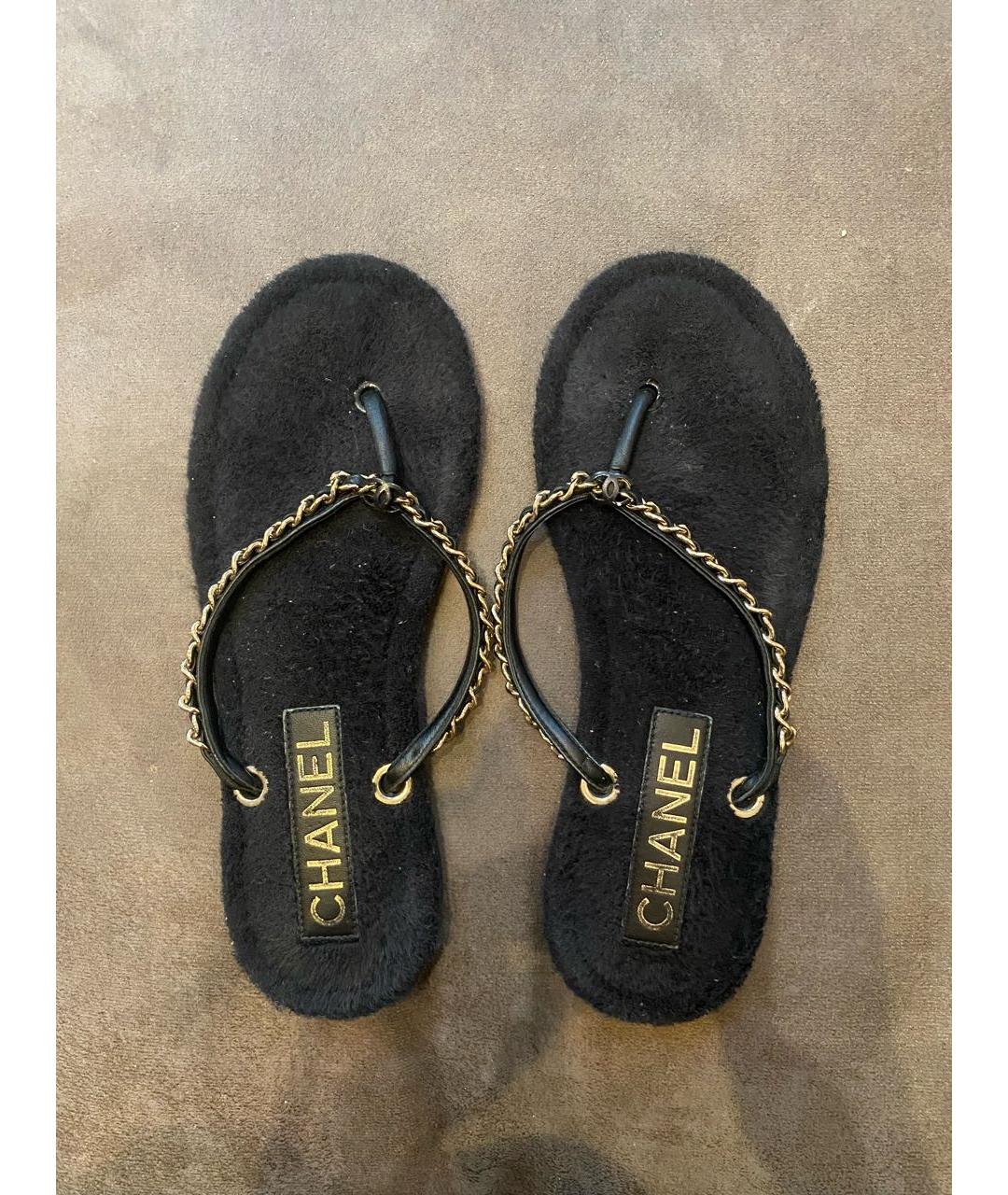 CHANEL Черные шлепанцы, фото 2