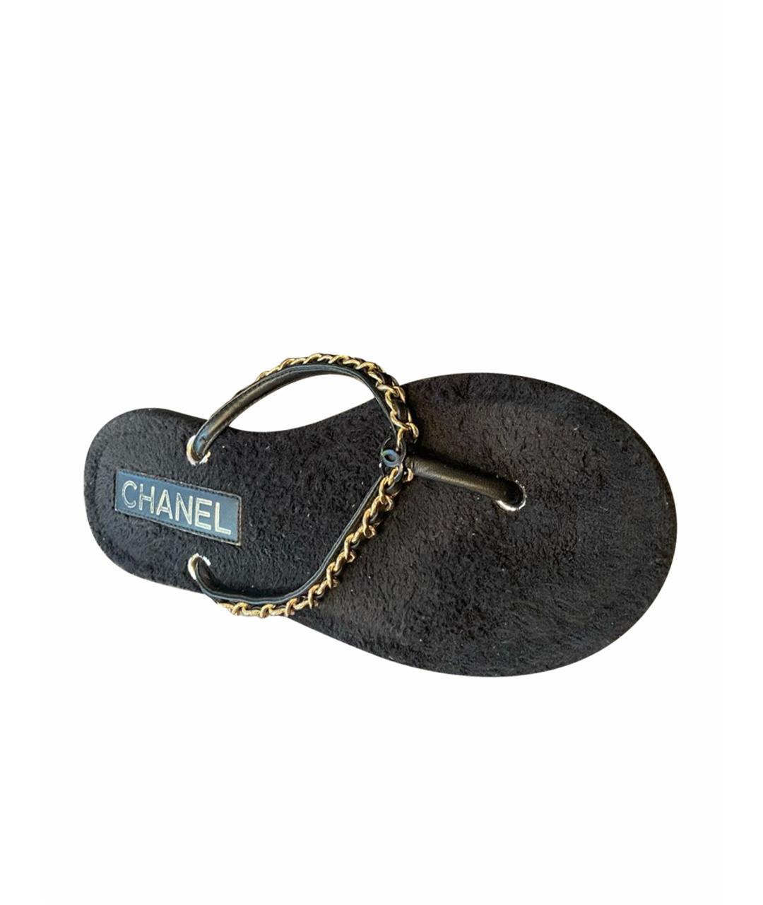 CHANEL Черные шлепанцы, фото 1