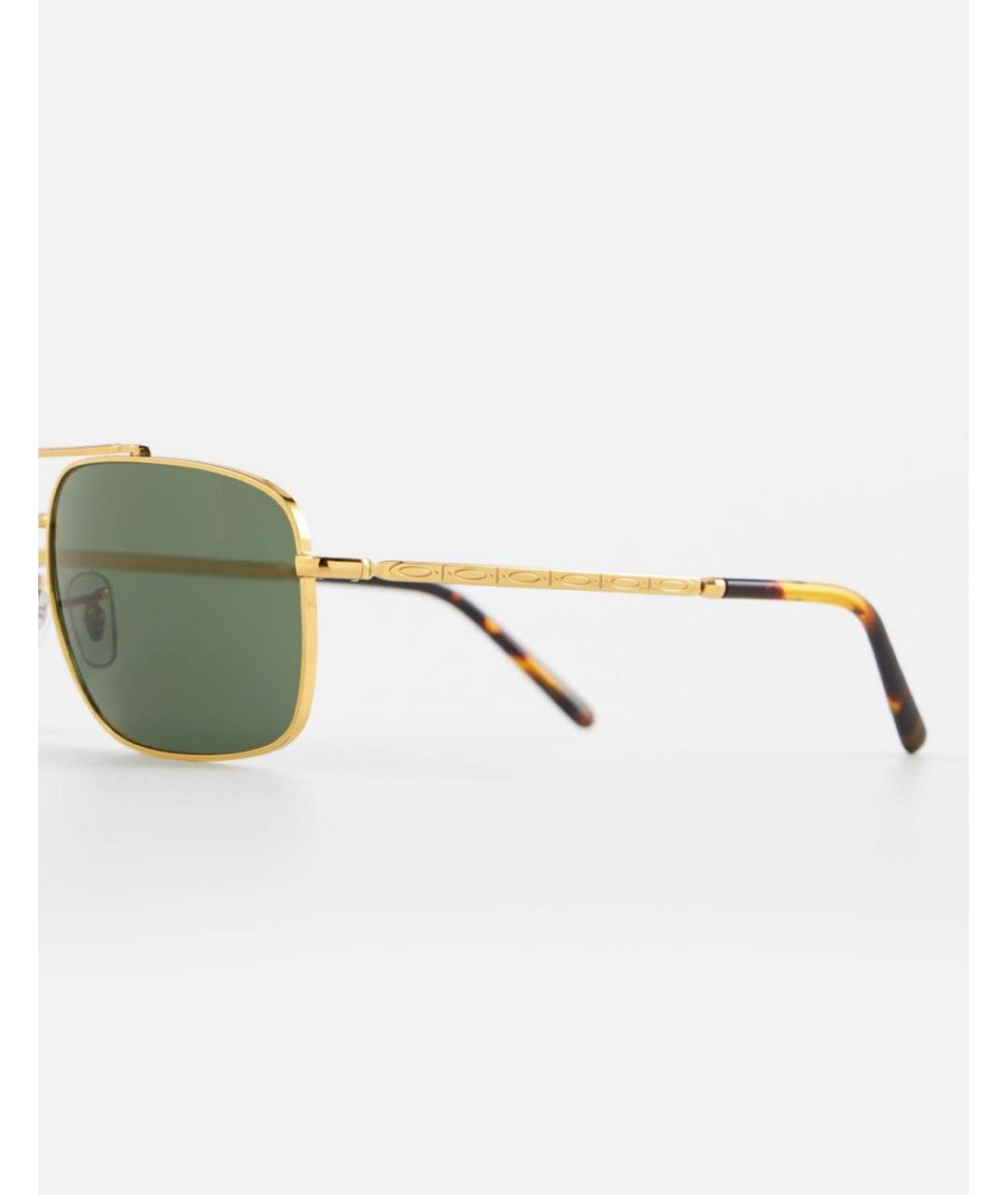 RAY BAN Золотые металлические солнцезащитные очки, фото 3