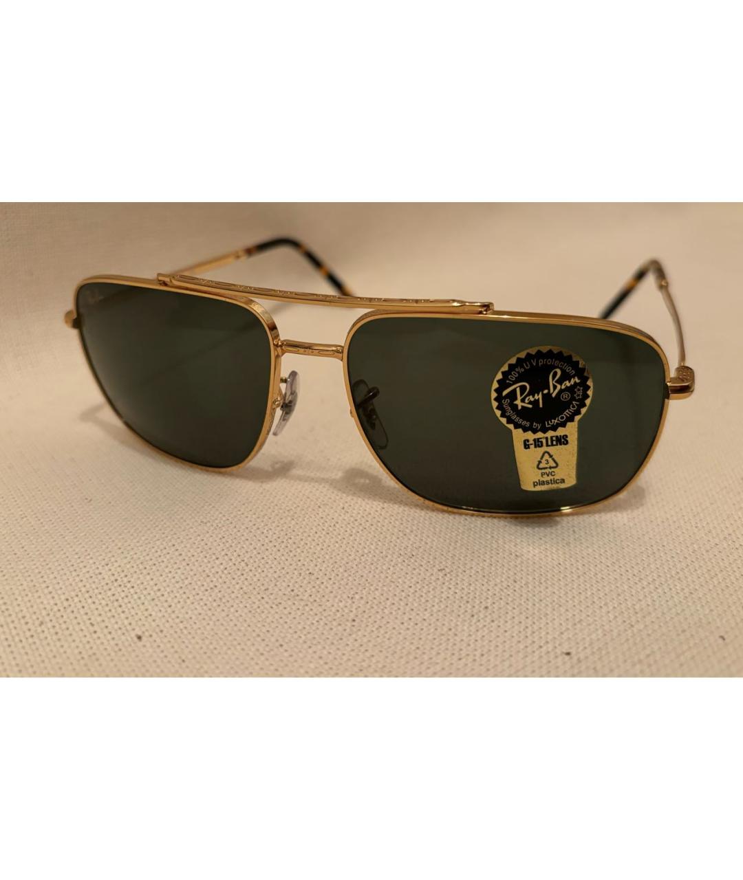 RAY BAN Золотые металлические солнцезащитные очки, фото 4