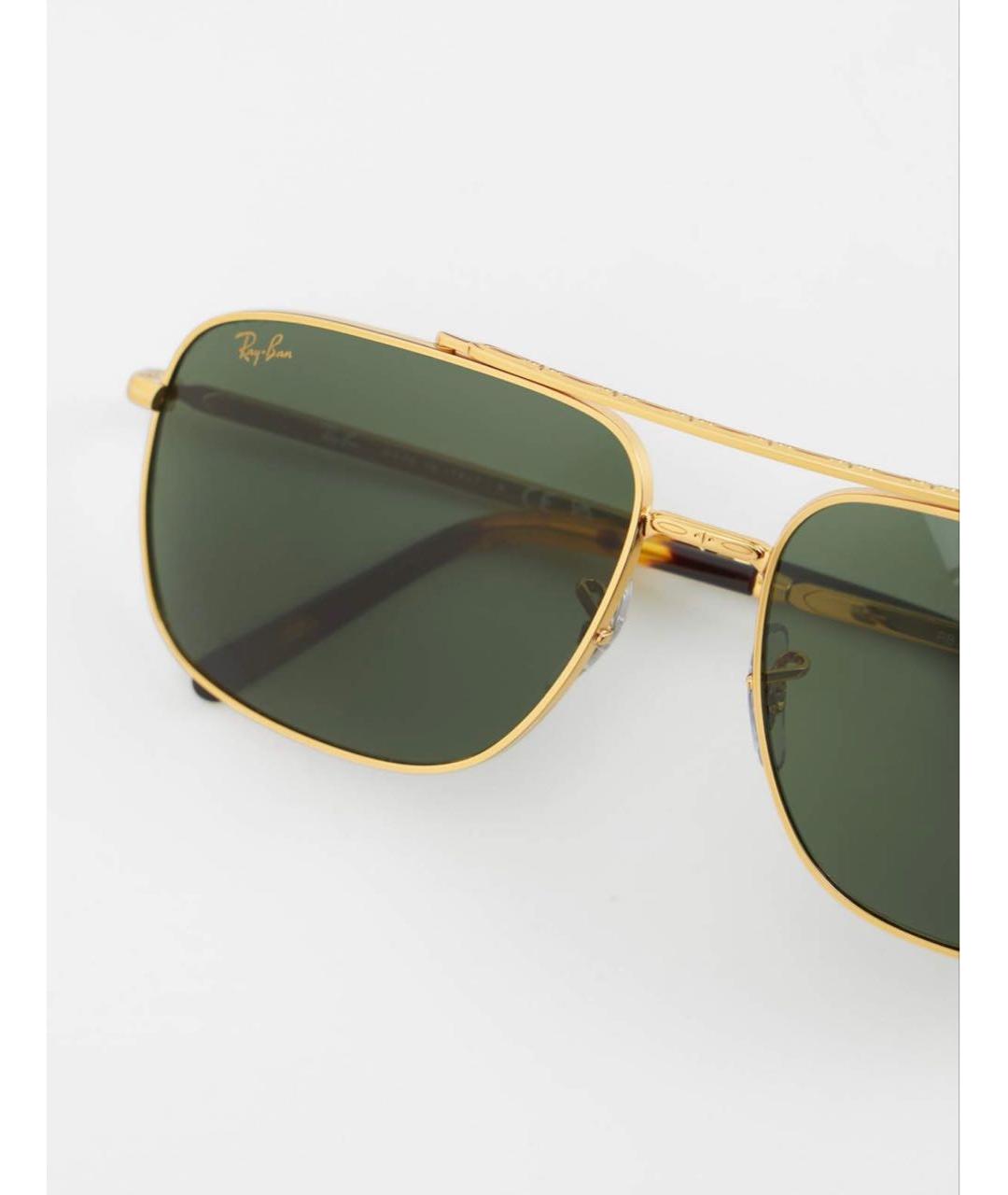 RAY BAN Золотые металлические солнцезащитные очки, фото 2