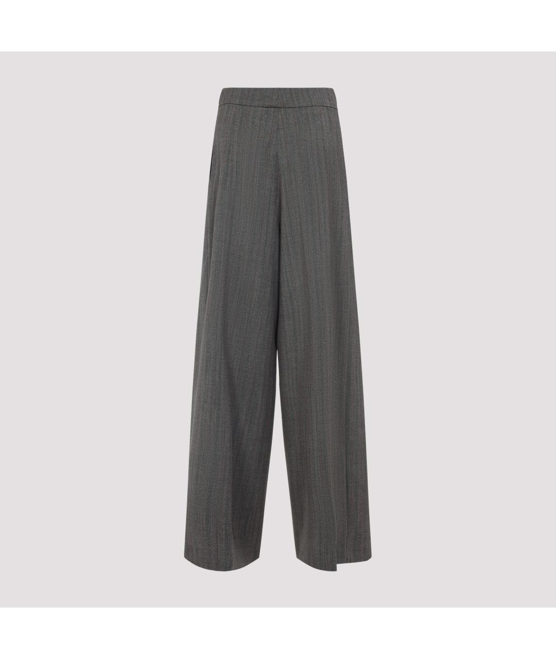 DRIES VAN NOTEN Серые шерстяные прямые брюки, фото 4