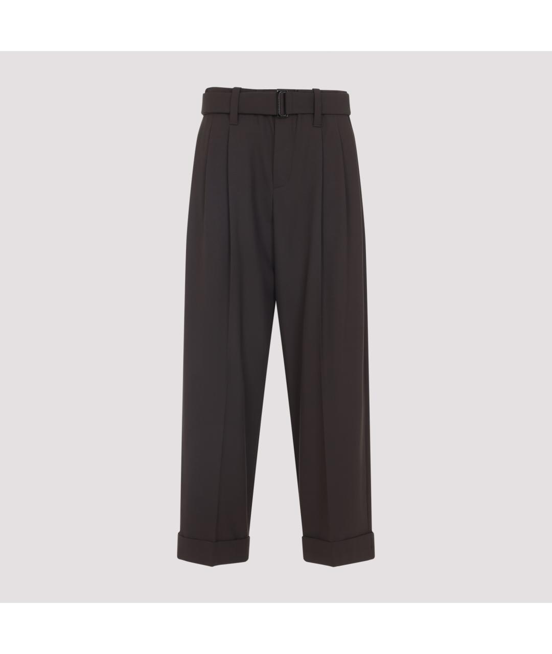 BRUNELLO CUCINELLI Коричневые шерстяные прямые брюки, фото 3