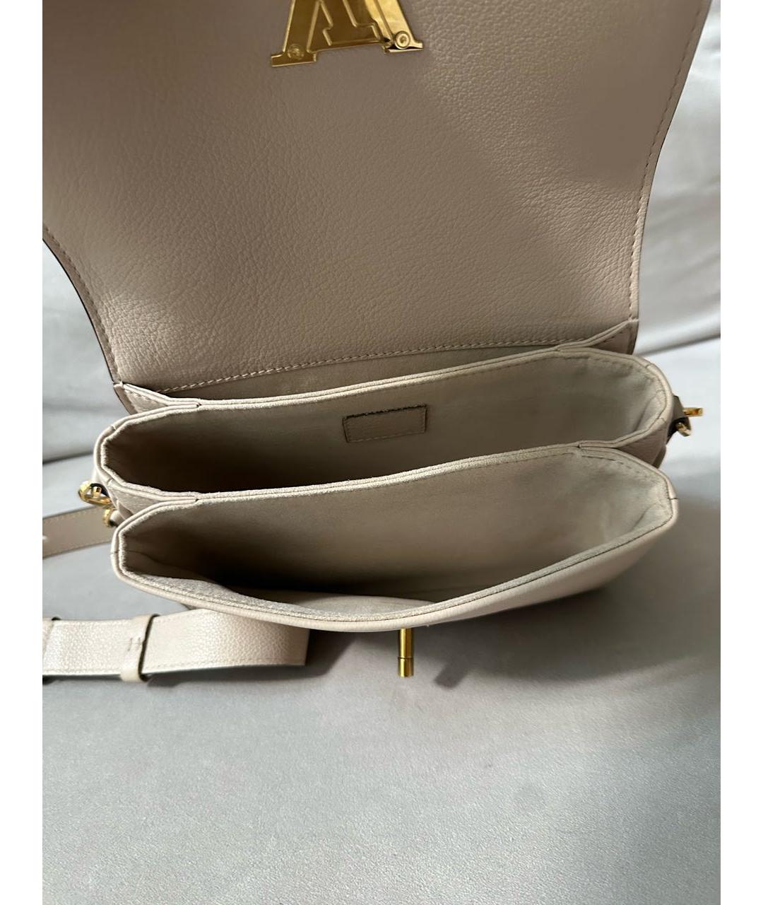 LOUIS VUITTON Бежевая кожаная сумка через плечо, фото 4