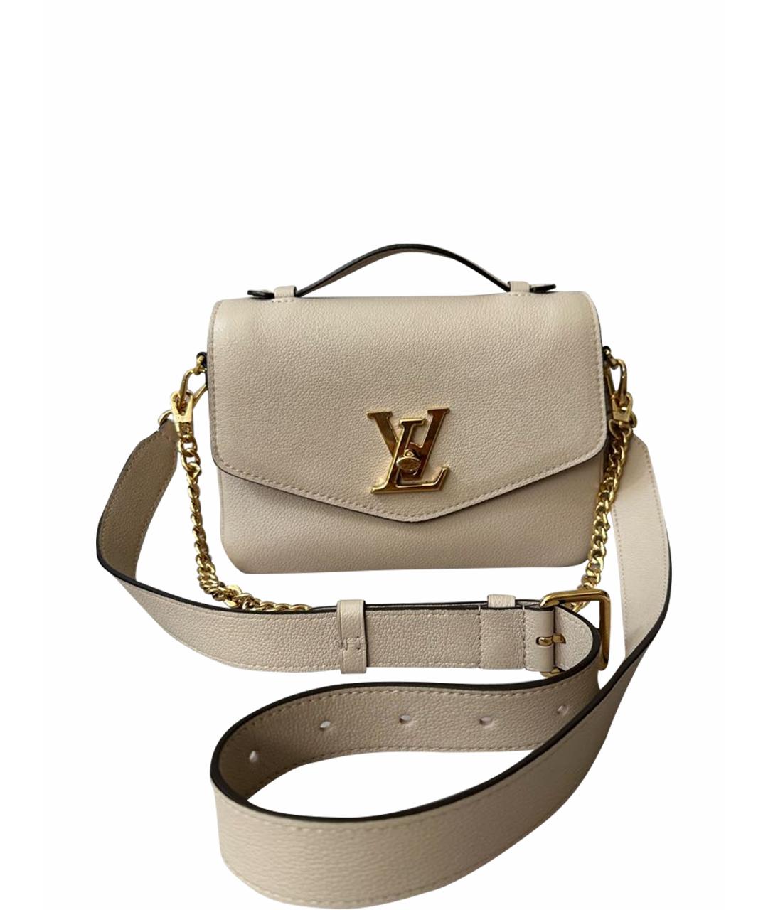LOUIS VUITTON Бежевая кожаная сумка через плечо, фото 9