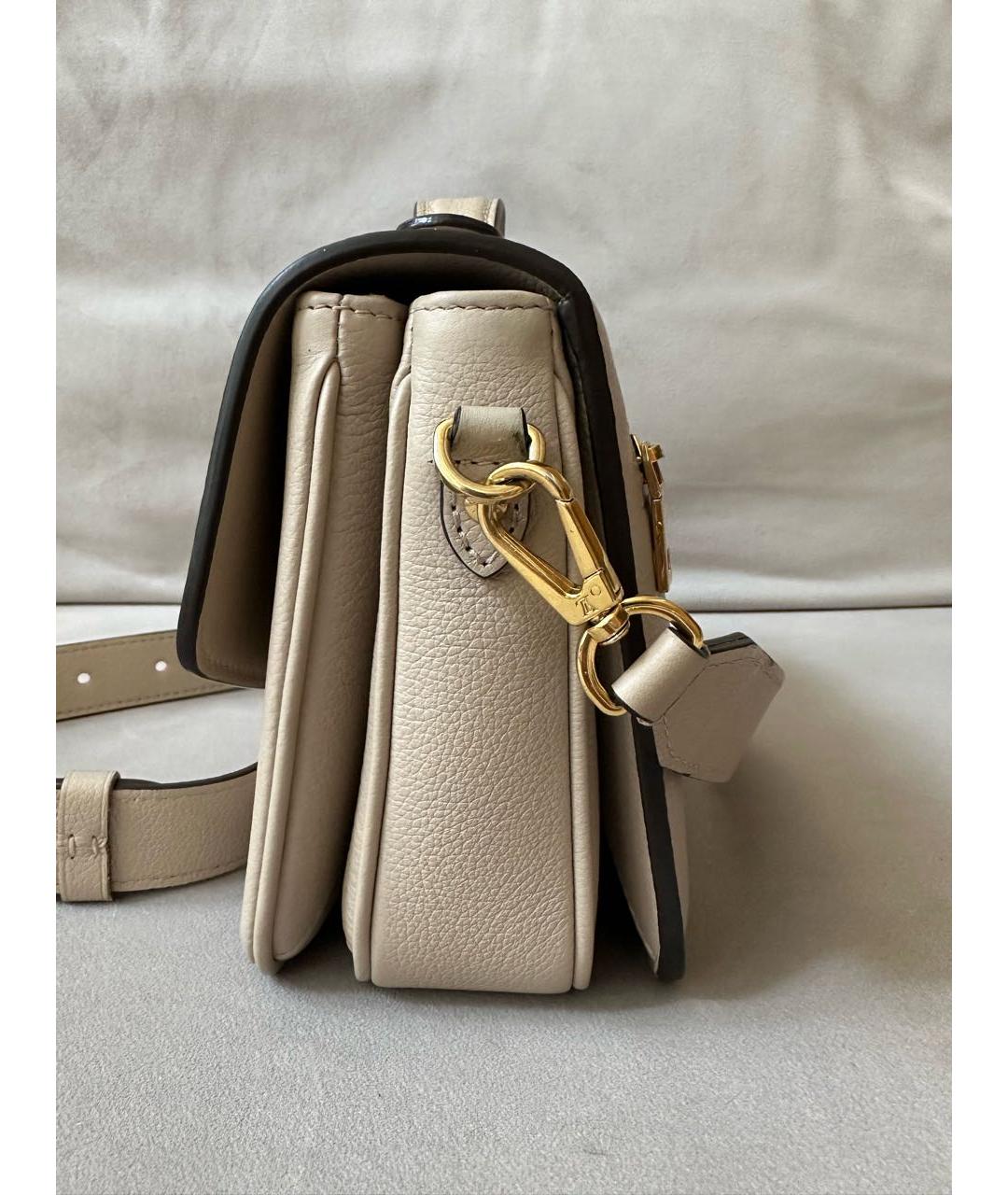 LOUIS VUITTON Бежевая кожаная сумка через плечо, фото 6