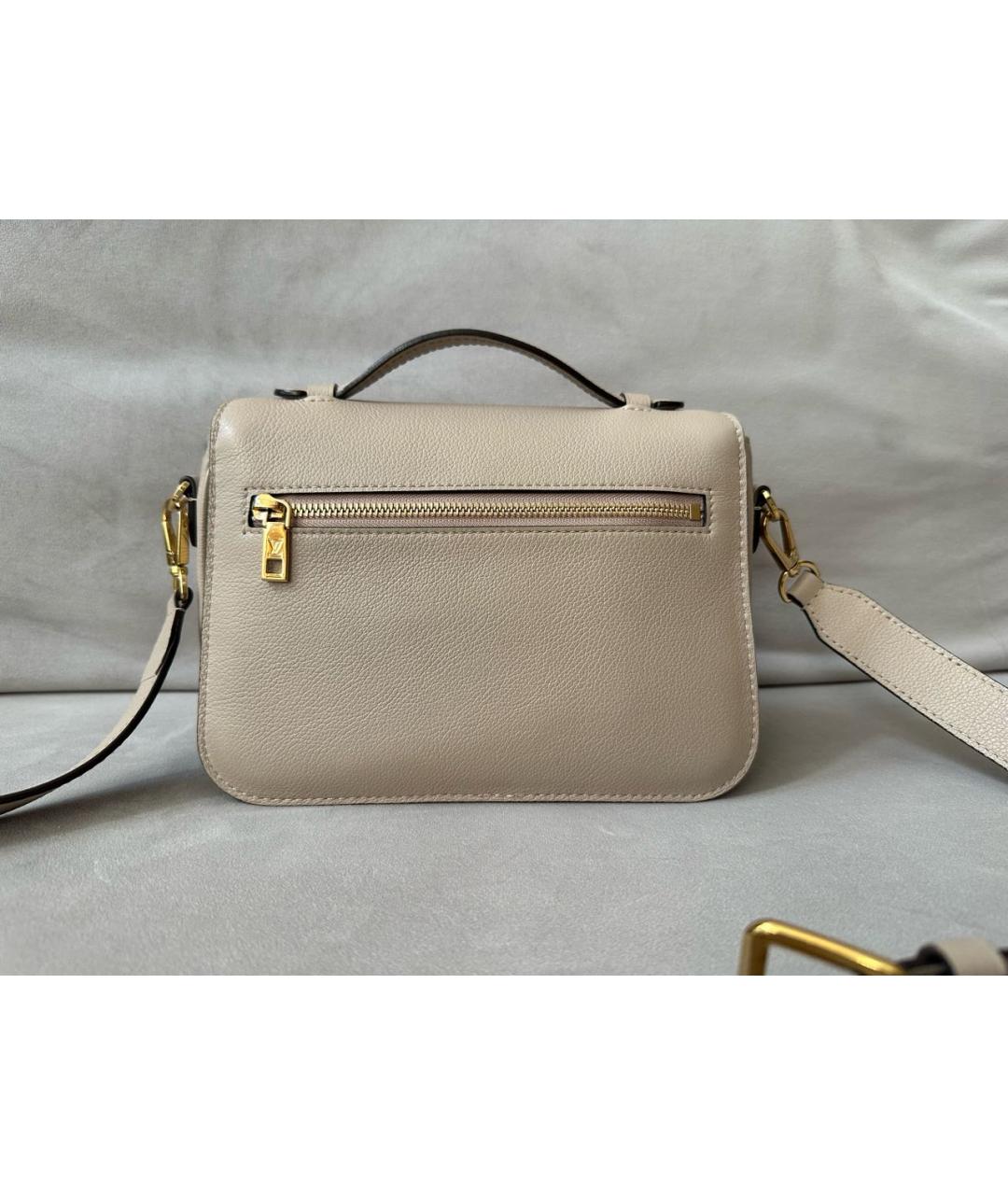 LOUIS VUITTON Бежевая кожаная сумка через плечо, фото 3
