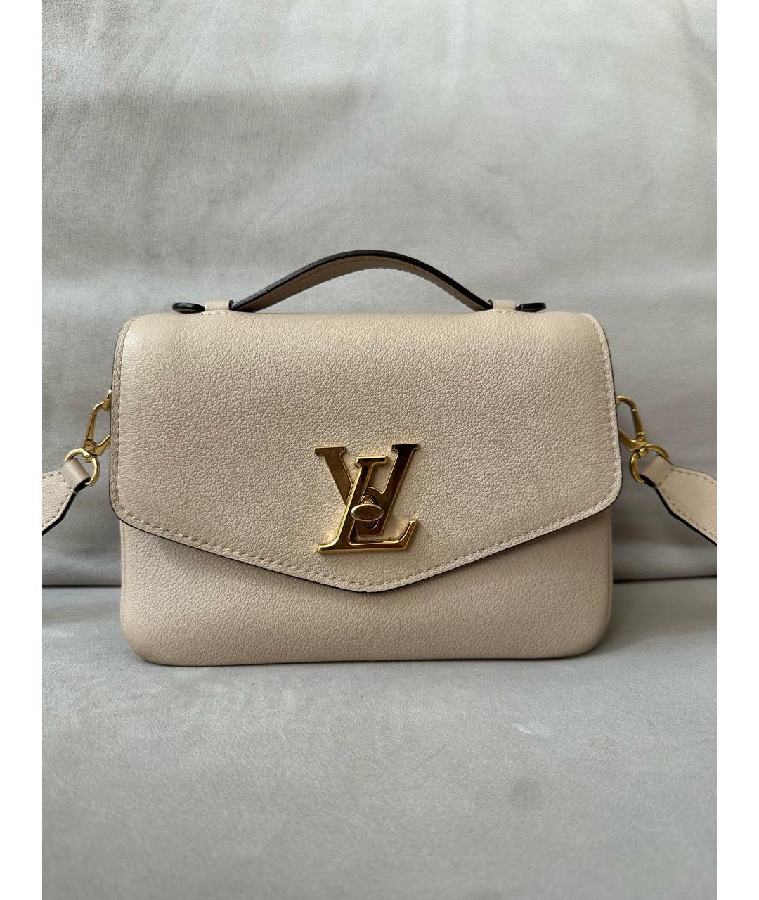 LOUIS VUITTON Бежевая кожаная сумка через плечо, фото 2