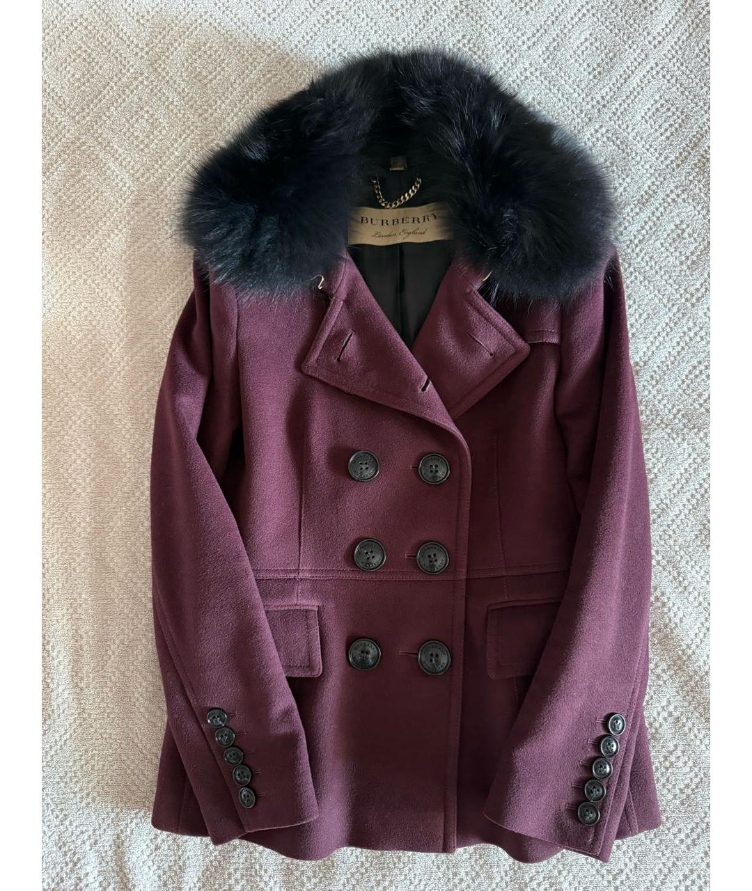 BURBERRY Бордовое шерстяное пальто, фото 6