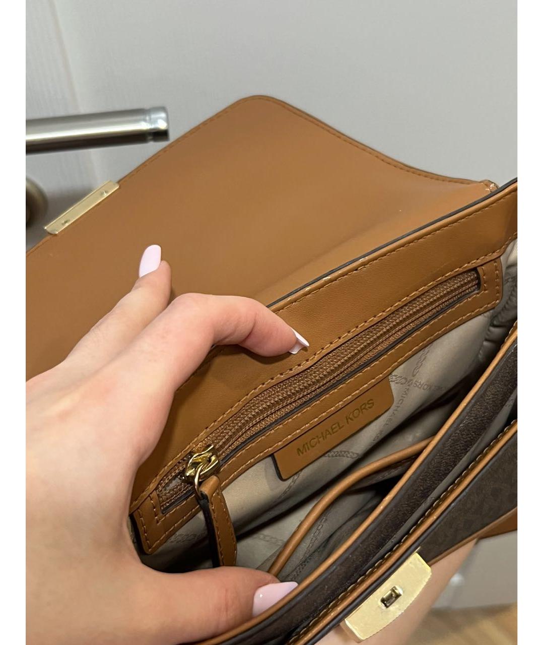 MICHAEL KORS Коричневая кожаная сумка через плечо, фото 5