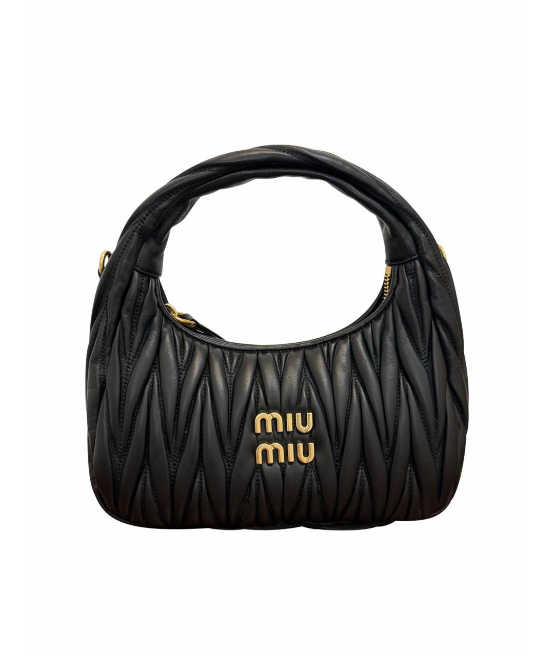 MIU MIU Черная кожаная сумка с короткими ручками, фото 1