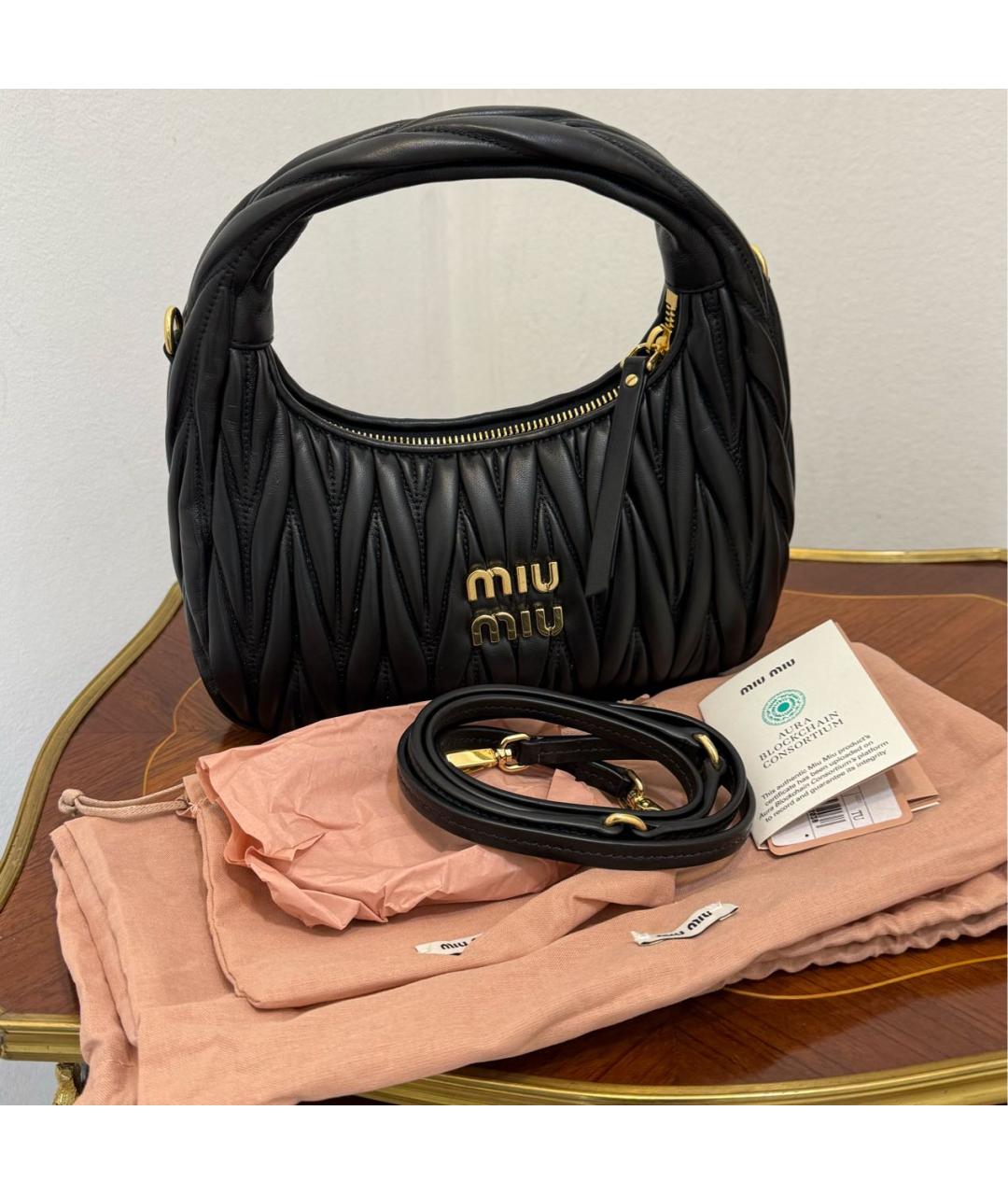 MIU MIU Черная кожаная сумка с короткими ручками, фото 5