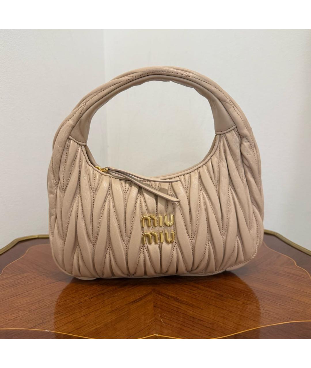 MIU MIU Розовая кожаная сумка с короткими ручками, фото 5