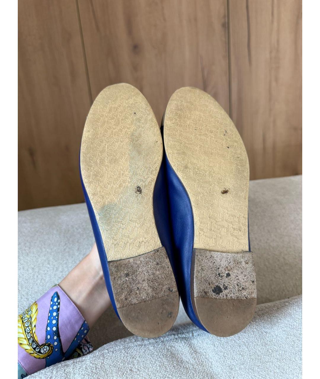 CHANEL Синие кожаные балетки, фото 4