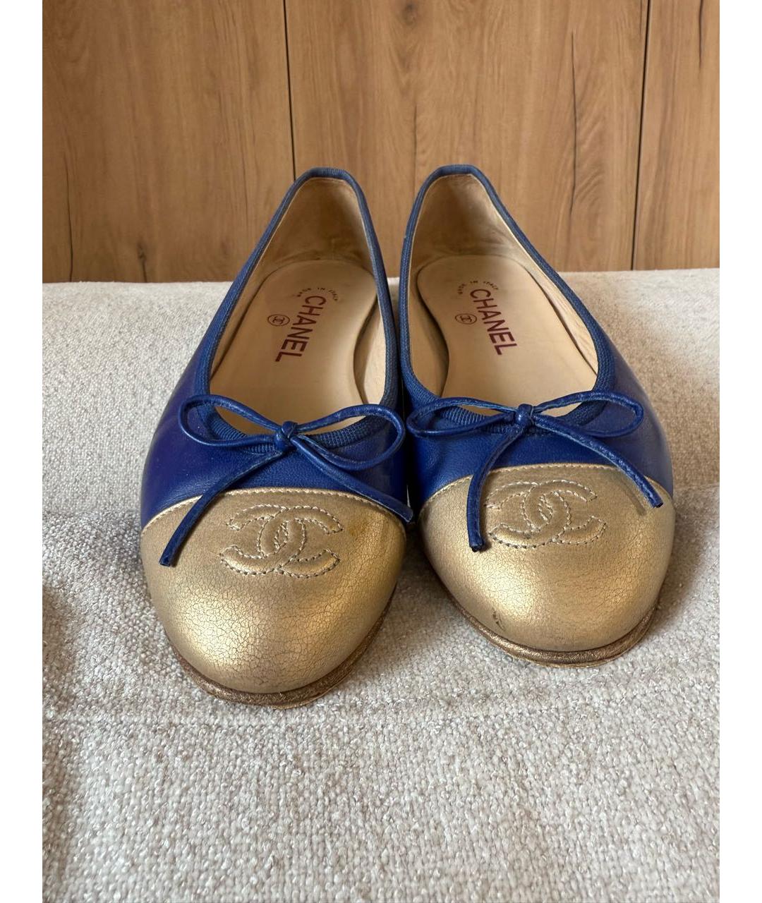 CHANEL Синие кожаные балетки, фото 5