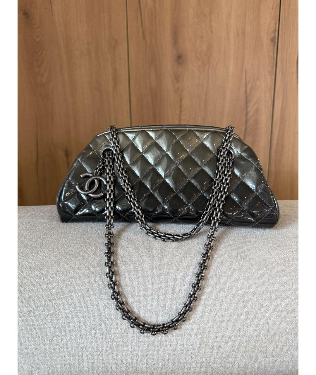 CHANEL Антрацитовая сумка с короткими ручками, фото 5