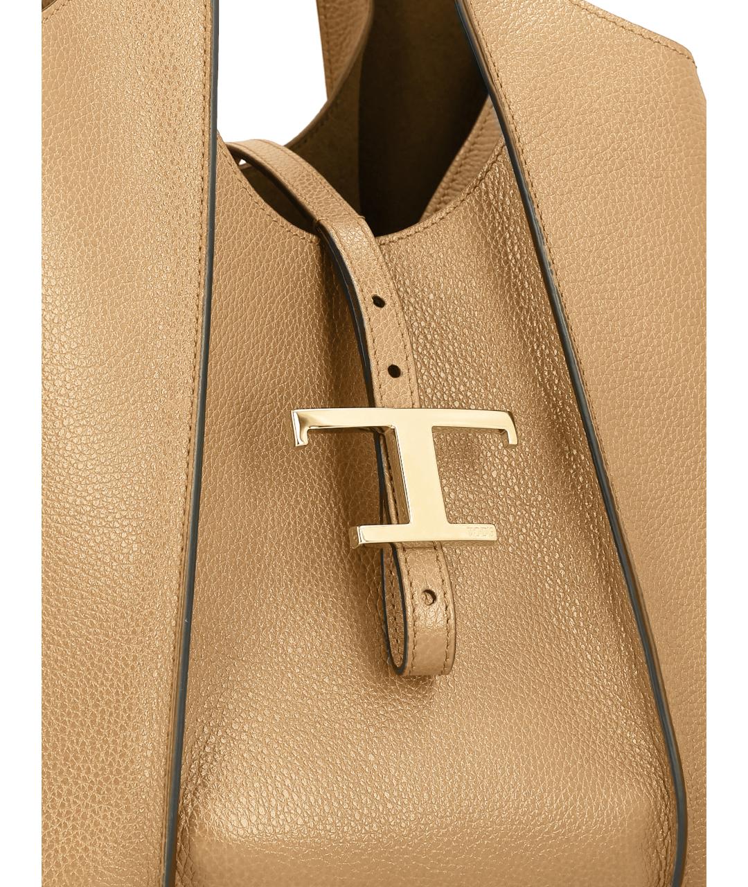 TOD'S Бежевая кожаная сумка тоут, фото 2