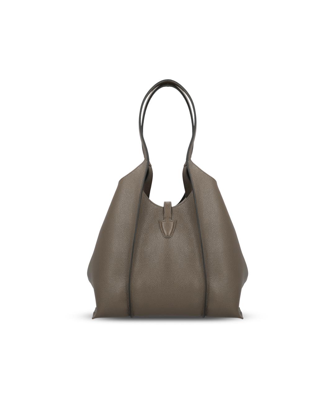 TOD'S Серая кожаная сумка тоут, фото 4