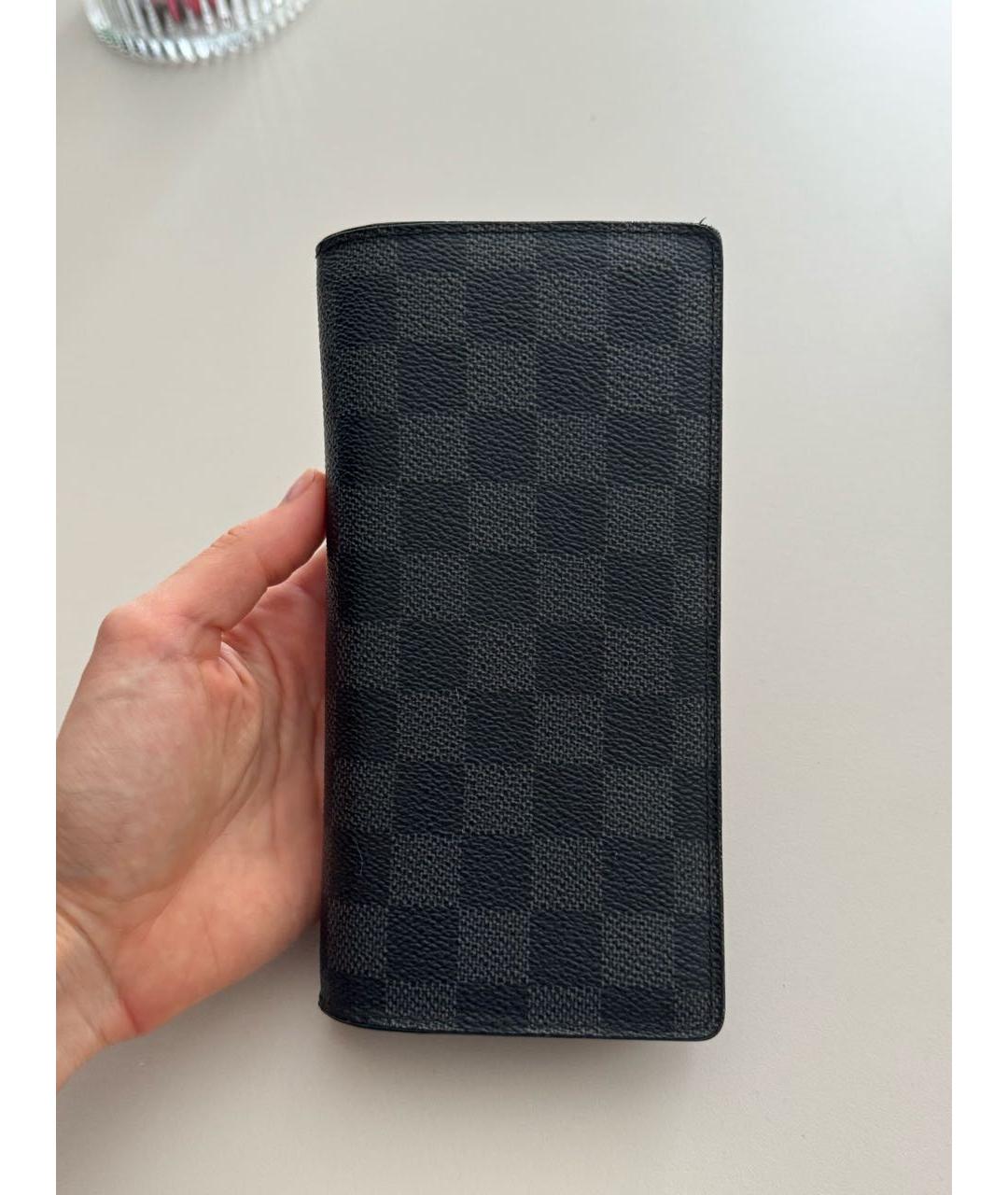 LOUIS VUITTON Черный кожаный кошелек, фото 2