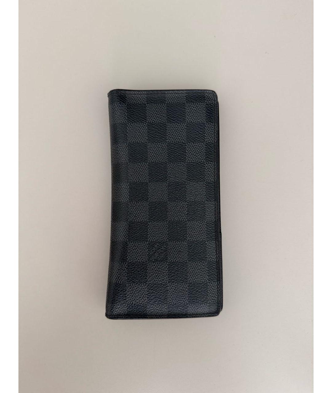 LOUIS VUITTON Черный кожаный кошелек, фото 8