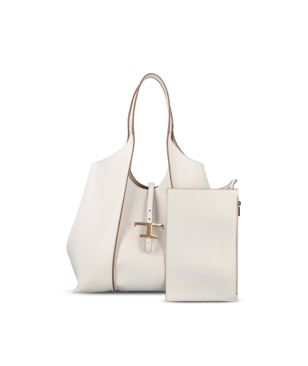 TOD'S Белая кожаная сумка тоут, фото 1