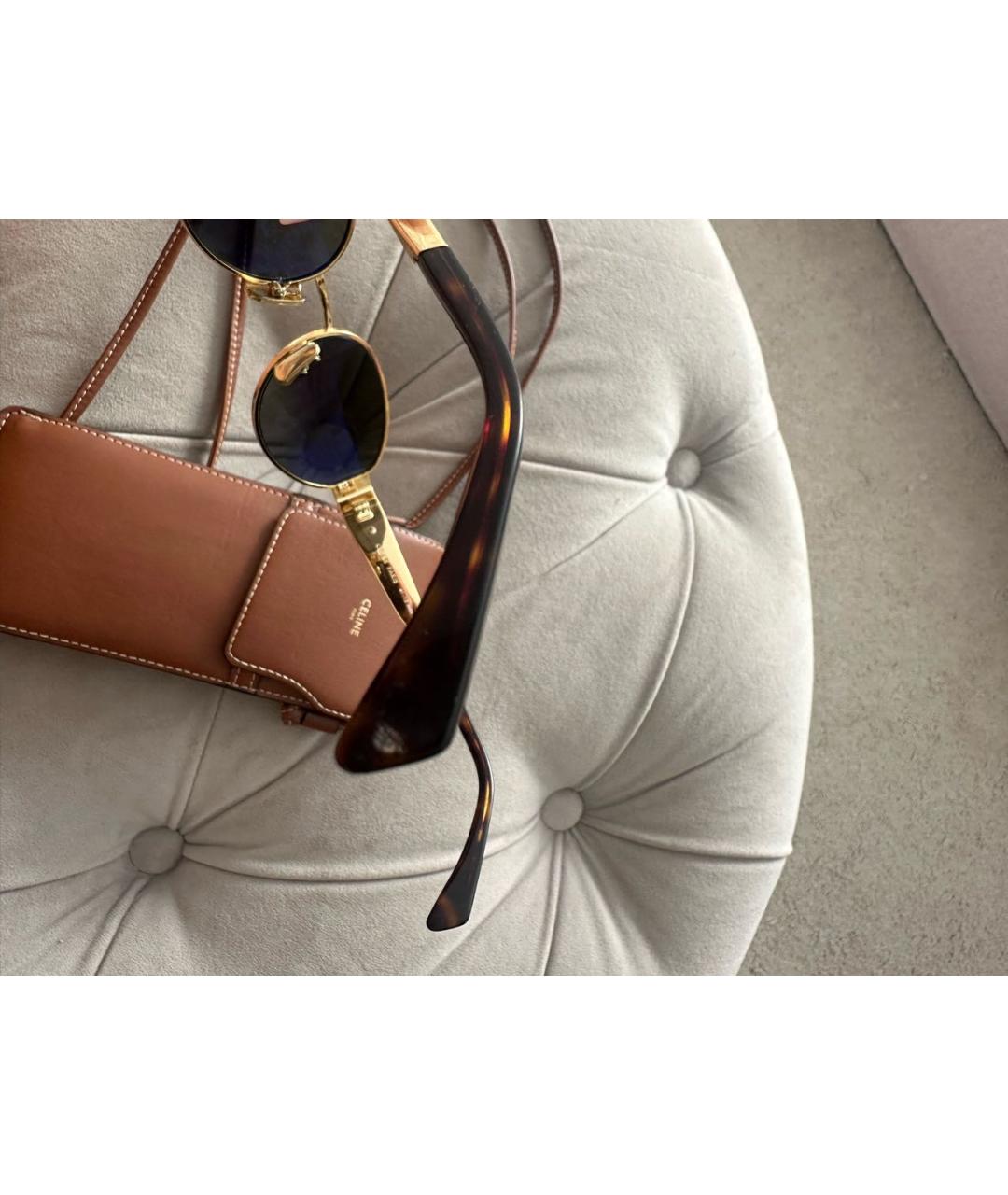 CELINE Золотые металлические солнцезащитные очки, фото 4