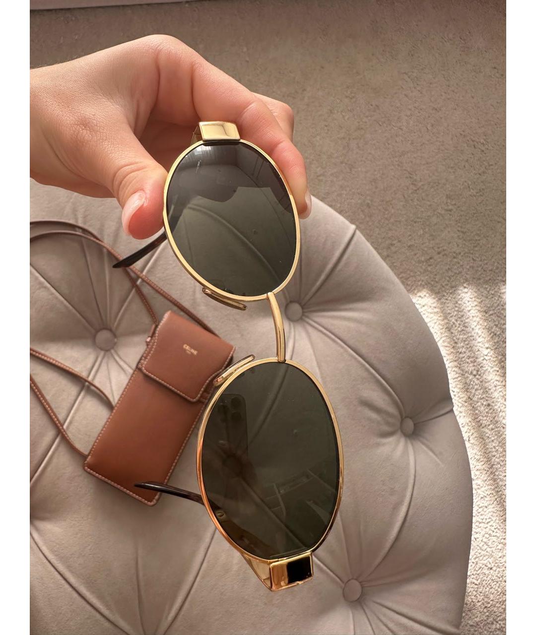 CELINE Золотые металлические солнцезащитные очки, фото 6