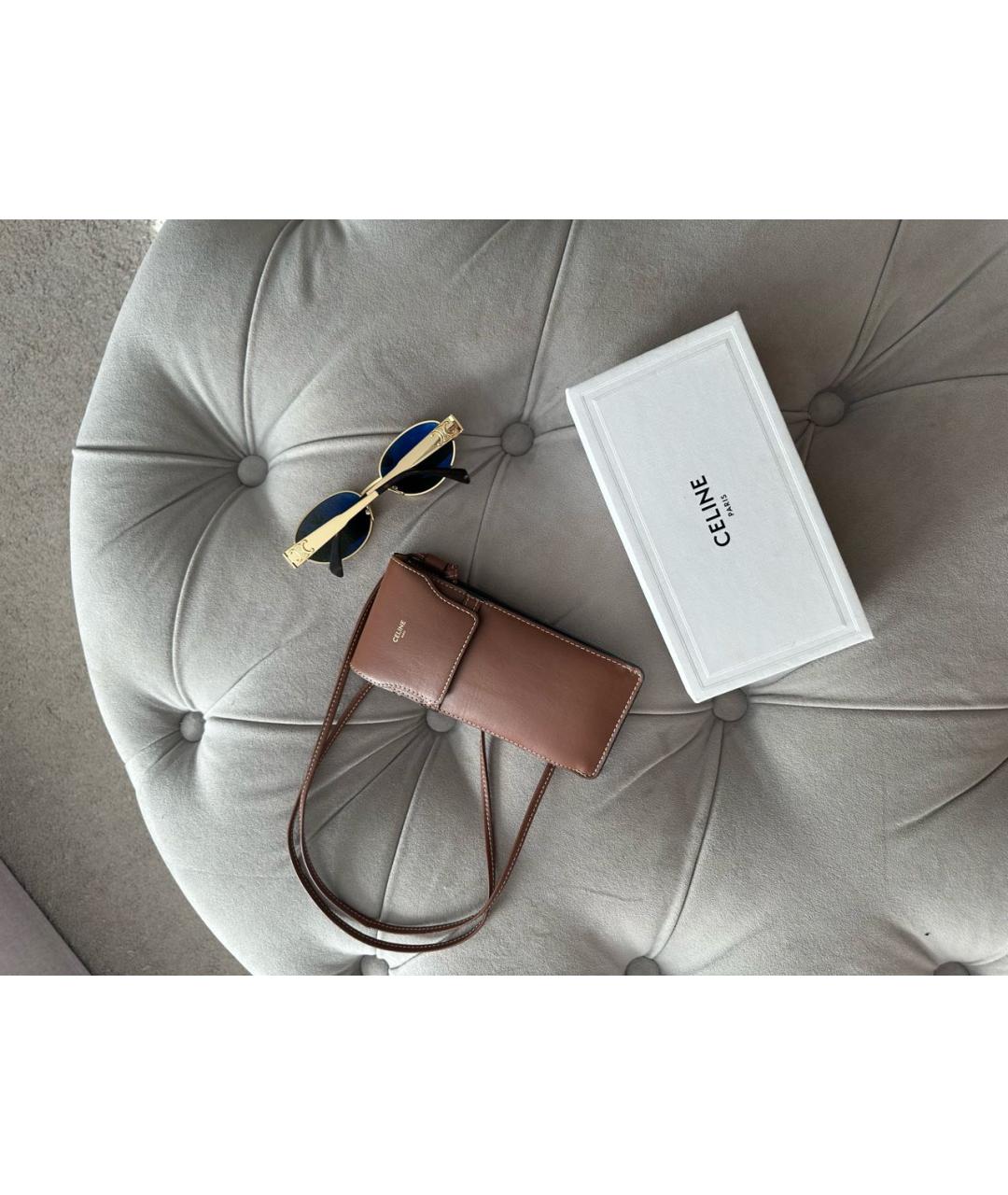CELINE Золотые металлические солнцезащитные очки, фото 2