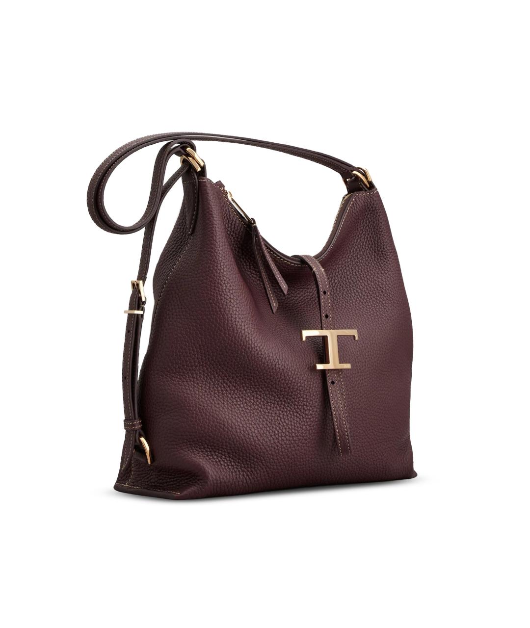 TOD'S Бордовая кожаная сумка через плечо, фото 2