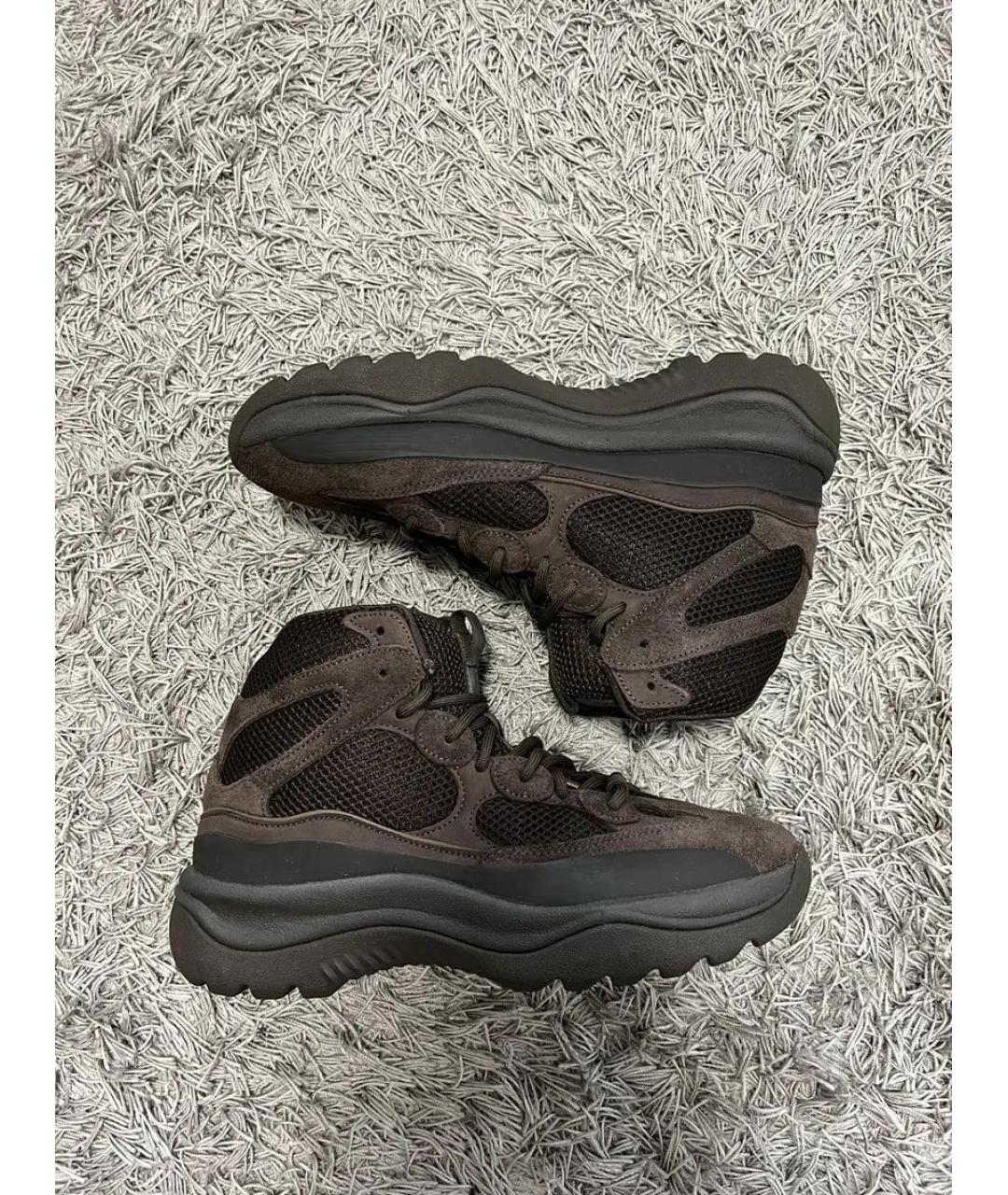 ADIDAS YEEZY Черные замшевые высокие кроссовки / кеды, фото 4