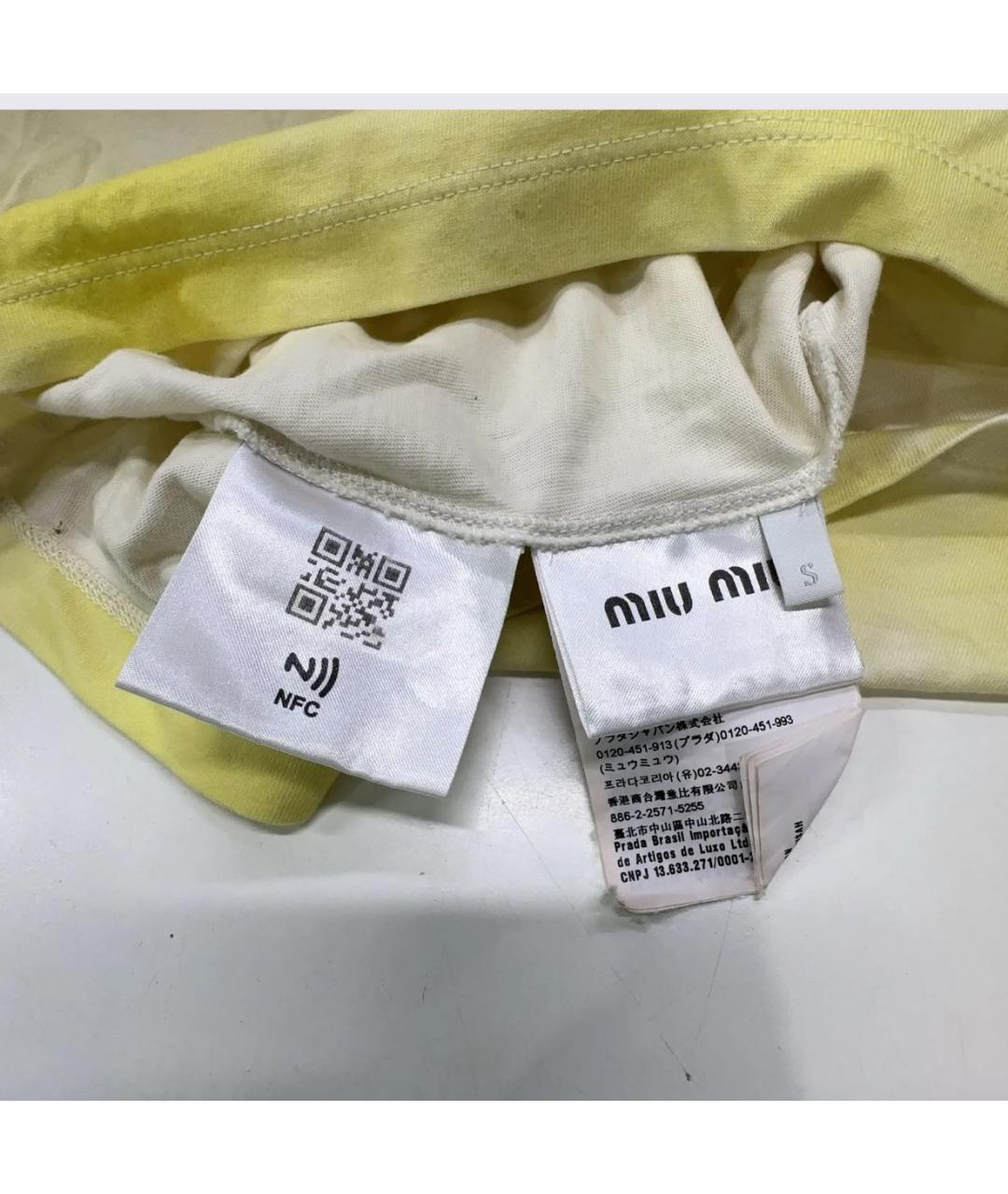 MIU MIU Желтая хлопковая футболка, фото 4
