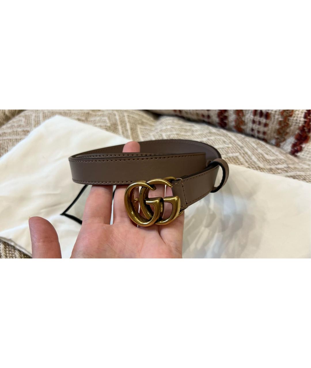 GUCCI Бежевый кожаный ремень, фото 7