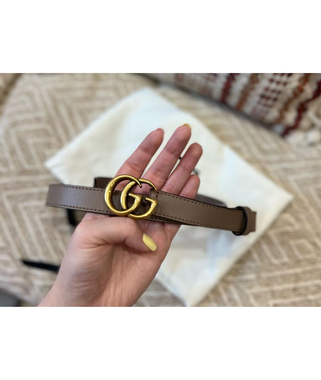 GUCCI Бежевый кожаный ремень, фото 2
