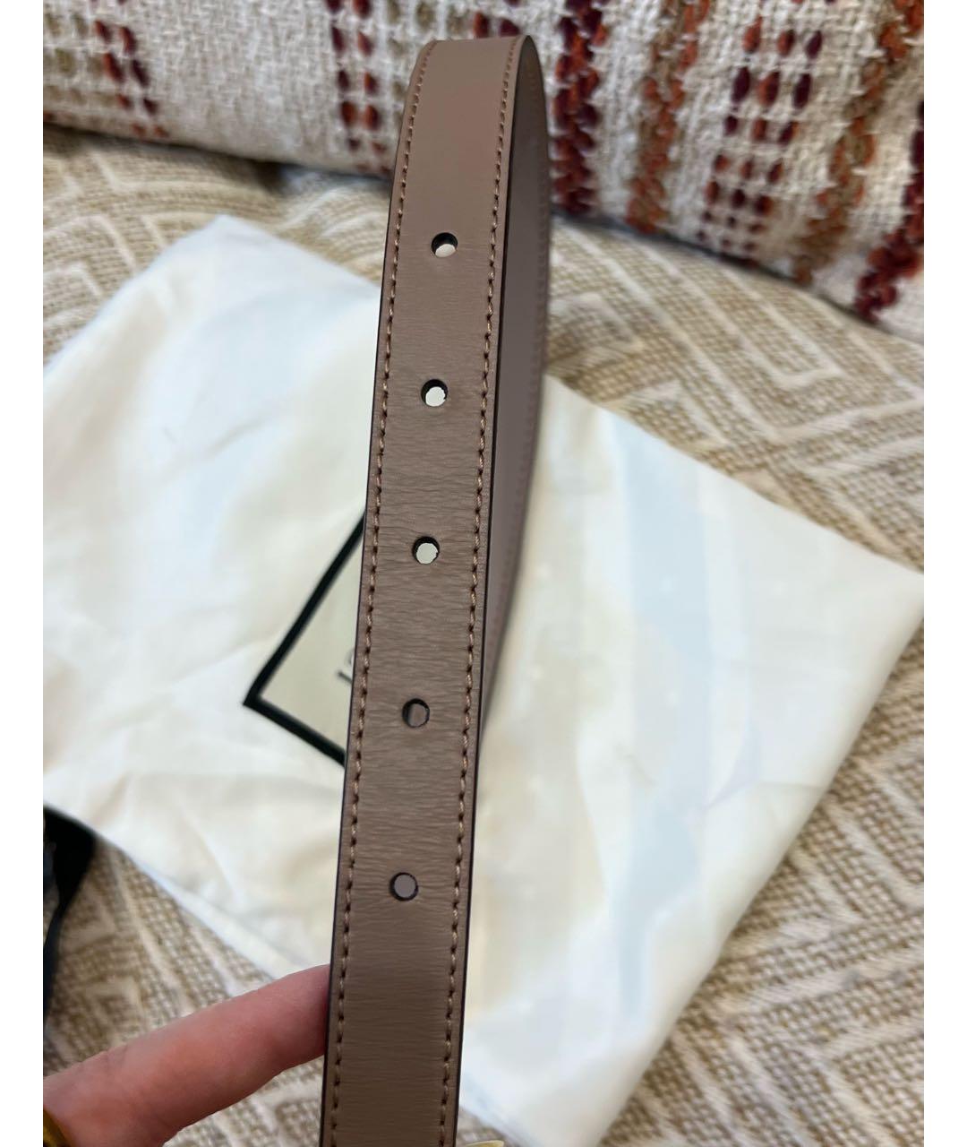 GUCCI Бежевый кожаный ремень, фото 4