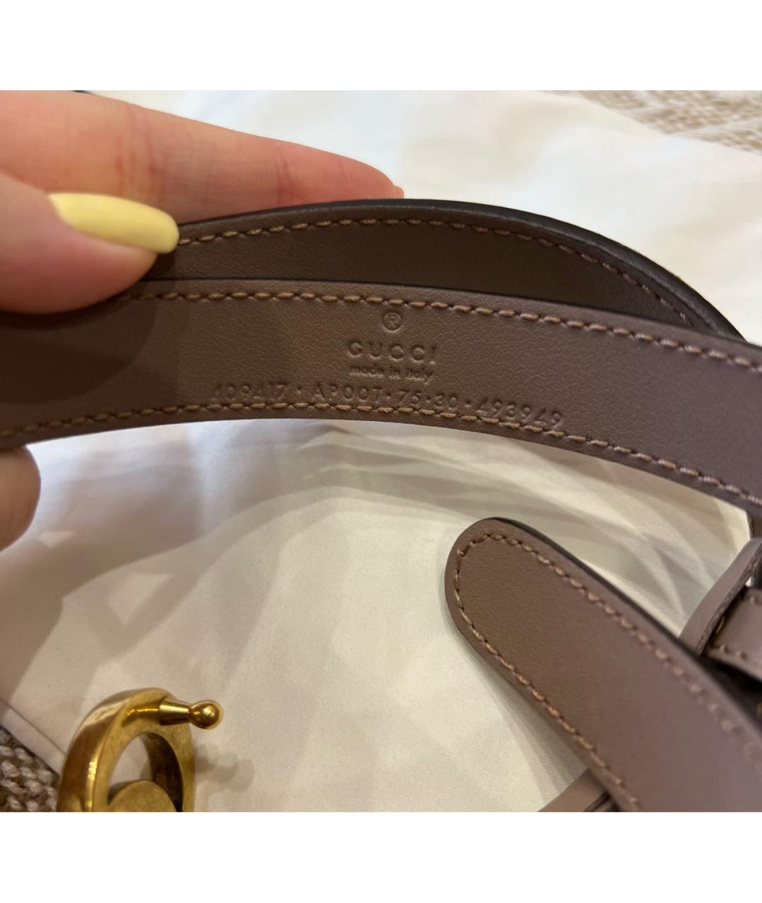 GUCCI Бежевый кожаный ремень, фото 3