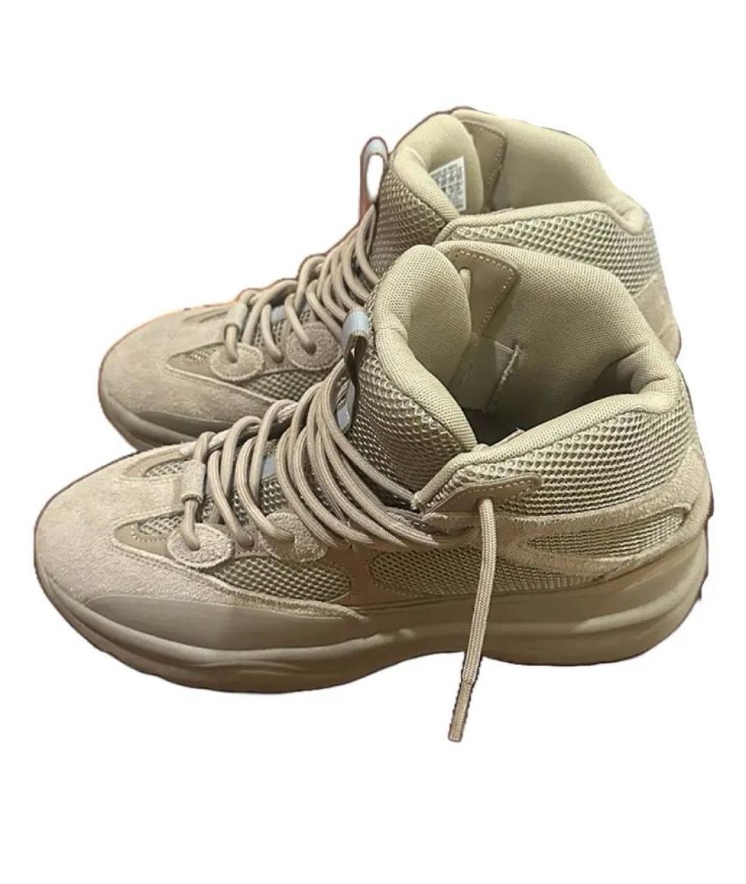 ADIDAS YEEZY Бежевые замшевые высокие кроссовки / кеды, фото 3