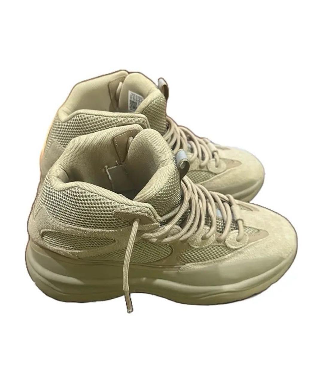 ADIDAS YEEZY Бежевые замшевые высокие кроссовки / кеды, фото 4