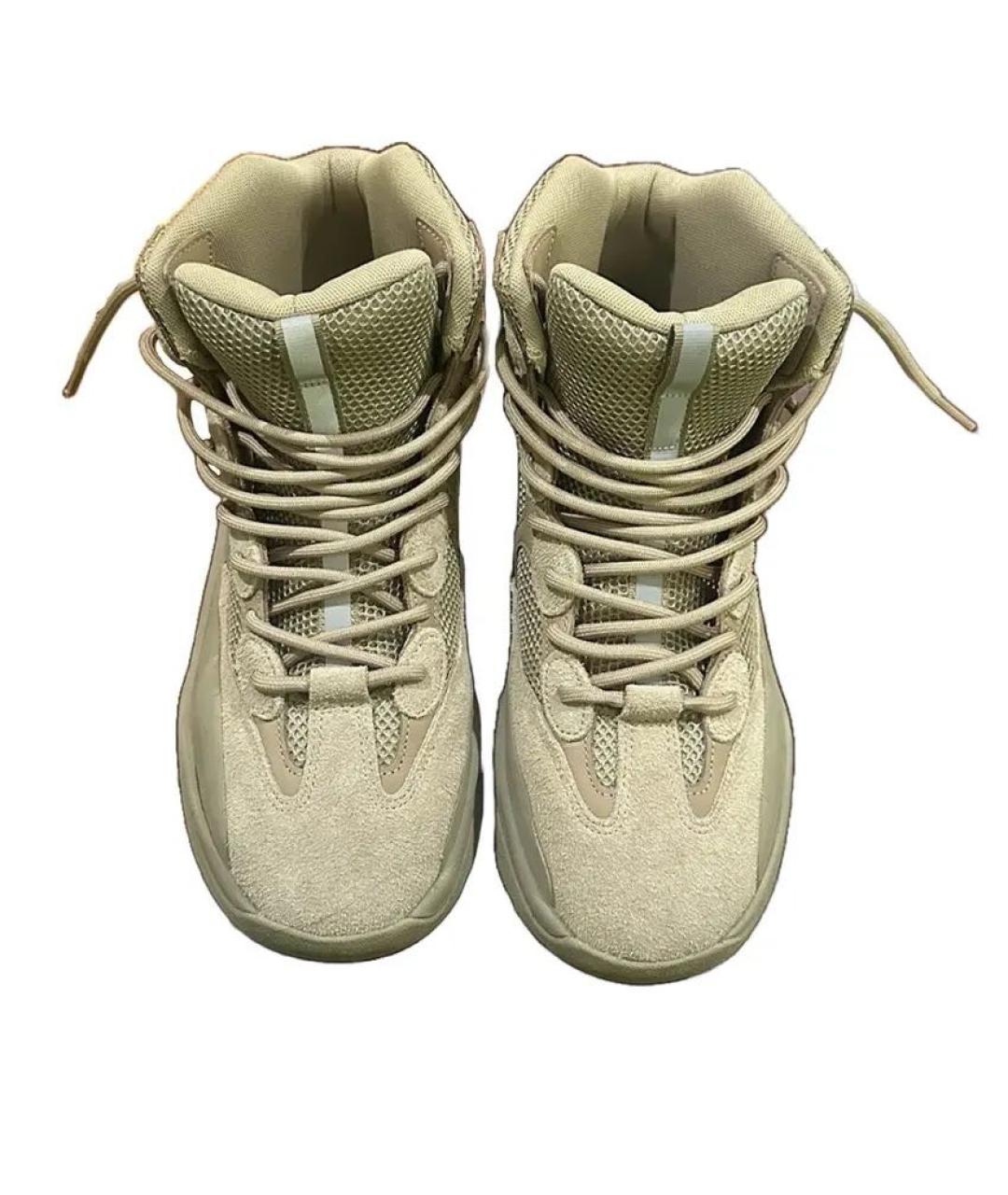 ADIDAS YEEZY Бежевые замшевые высокие кроссовки / кеды, фото 2