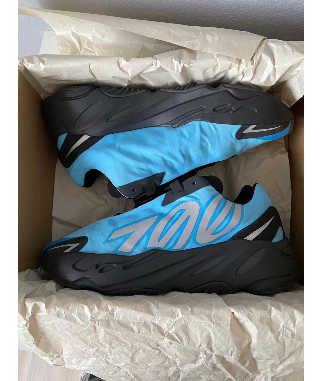 ADIDAS YEEZY Синие текстильные низкие кроссовки / кеды, фото 2