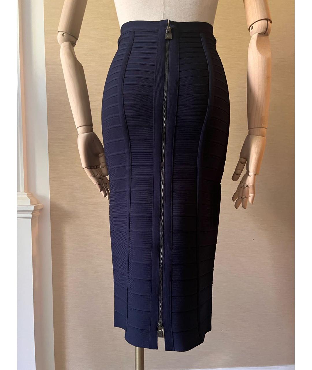 HERVE LEGER Темно-синий вискозный костюм с юбками, фото 6