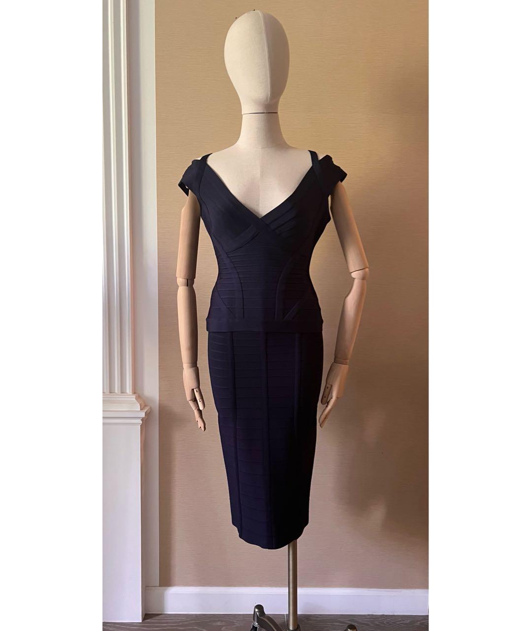 HERVE LEGER Темно-синий вискозный костюм с юбками, фото 8